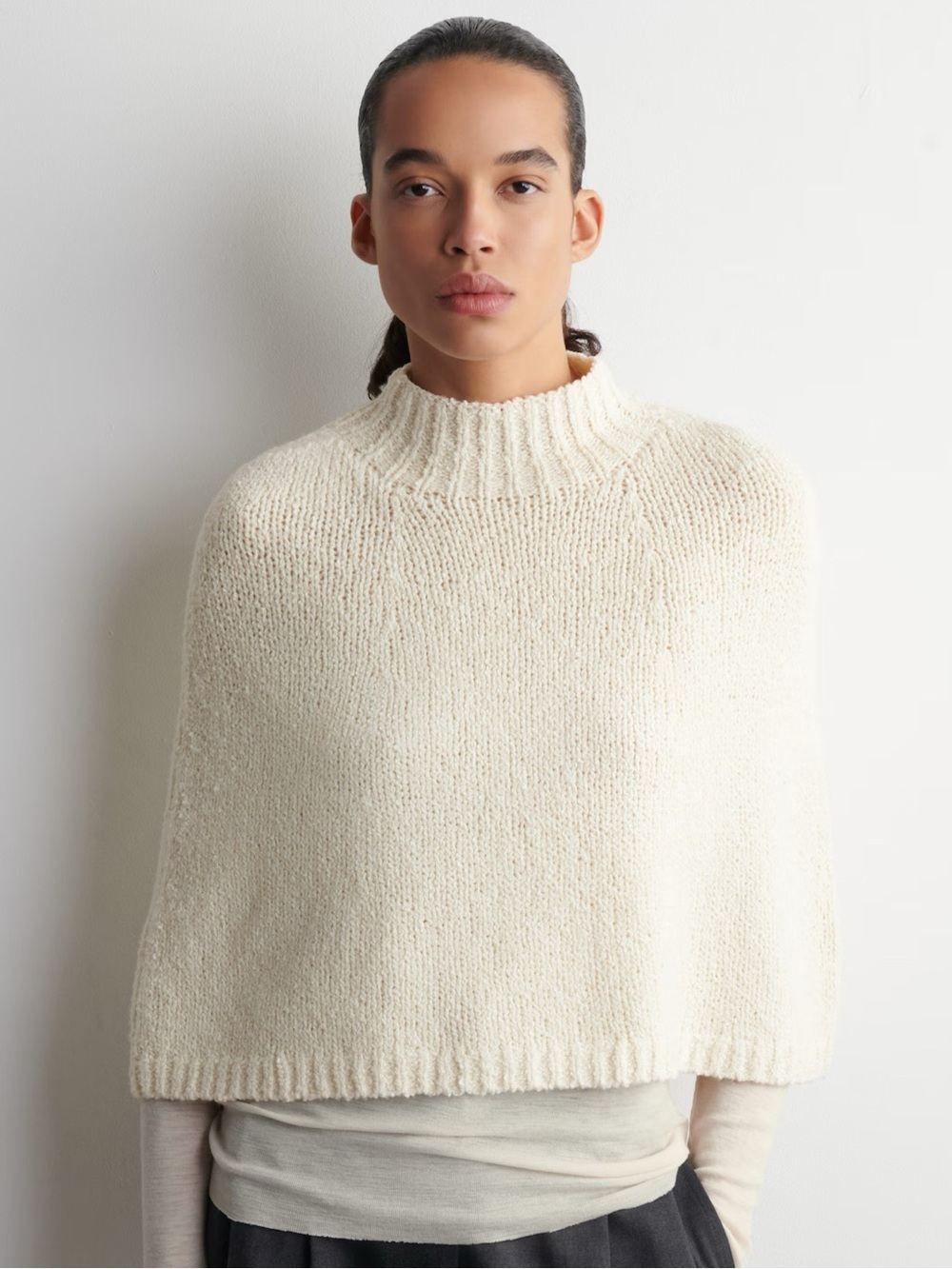 COS Cashmere Merino Cape Sweater in Cream